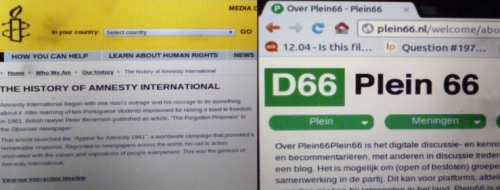 websites of D66 en Amnesty International